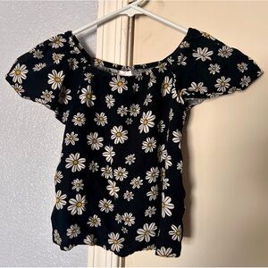 Jumping Beans Black and White Smocked Flutter Sleeve Blouse